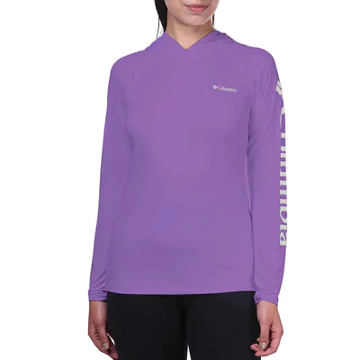 Camiseta Columbia Aurora Manga Longa Com Capuz Feminina -Lilás