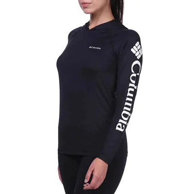 Camiseta Columbia Aurora Manga Longa Com Capuz Feminina -Preto