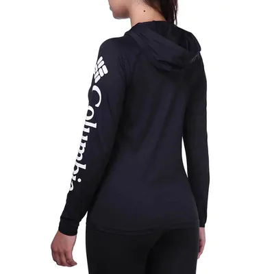 Camiseta Columbia Aurora Manga Longa Com Capuz Feminina -Preto