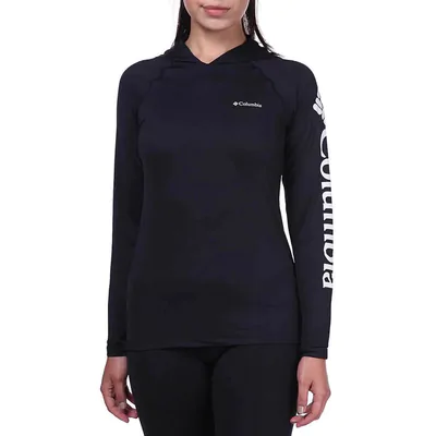 Camiseta Columbia Aurora Manga Longa Com Capuz Feminina -Preto