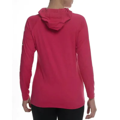 Camiseta Columbia Aurora Manga Longa Com Capuz Feminina -Vermelho
