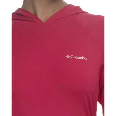 Camiseta Columbia Aurora Manga Longa Com Capuz Feminina -Vermelho