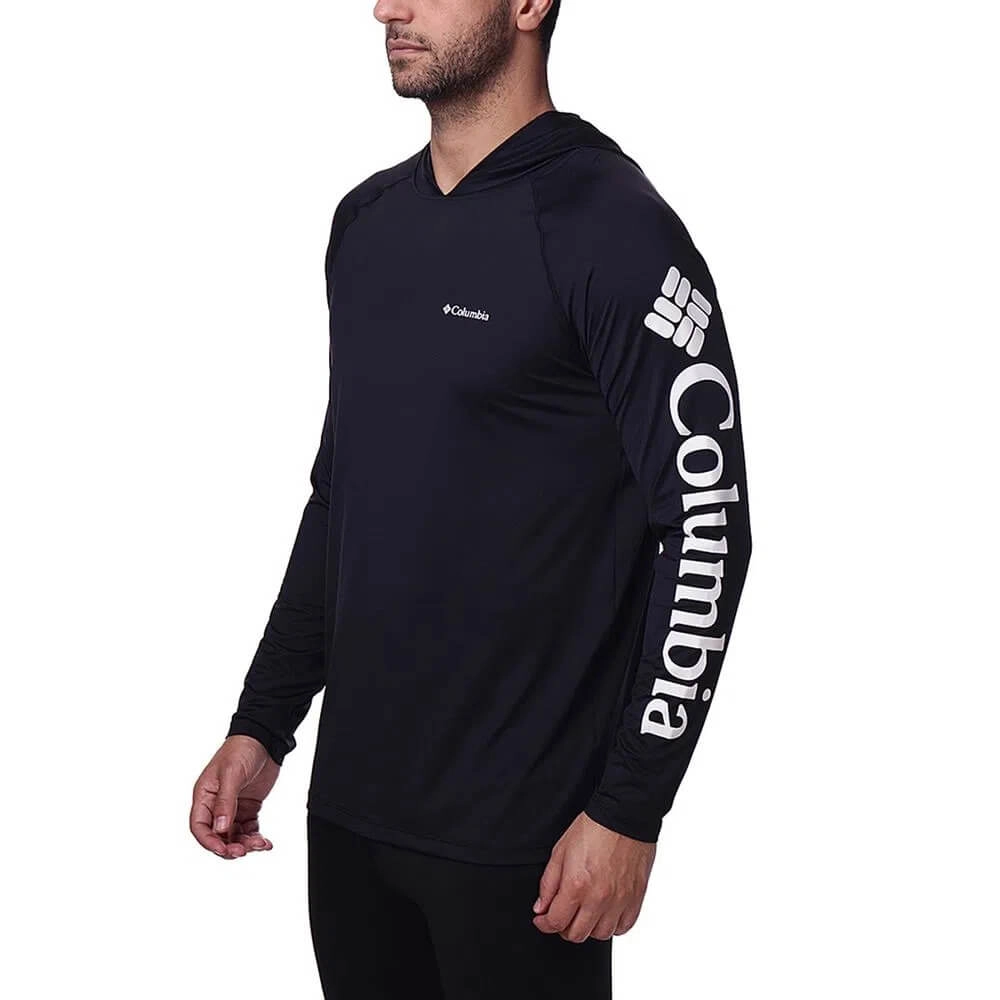 Camiseta Columbia Aurora Manga Longa Com Capuz Masculina - Preto