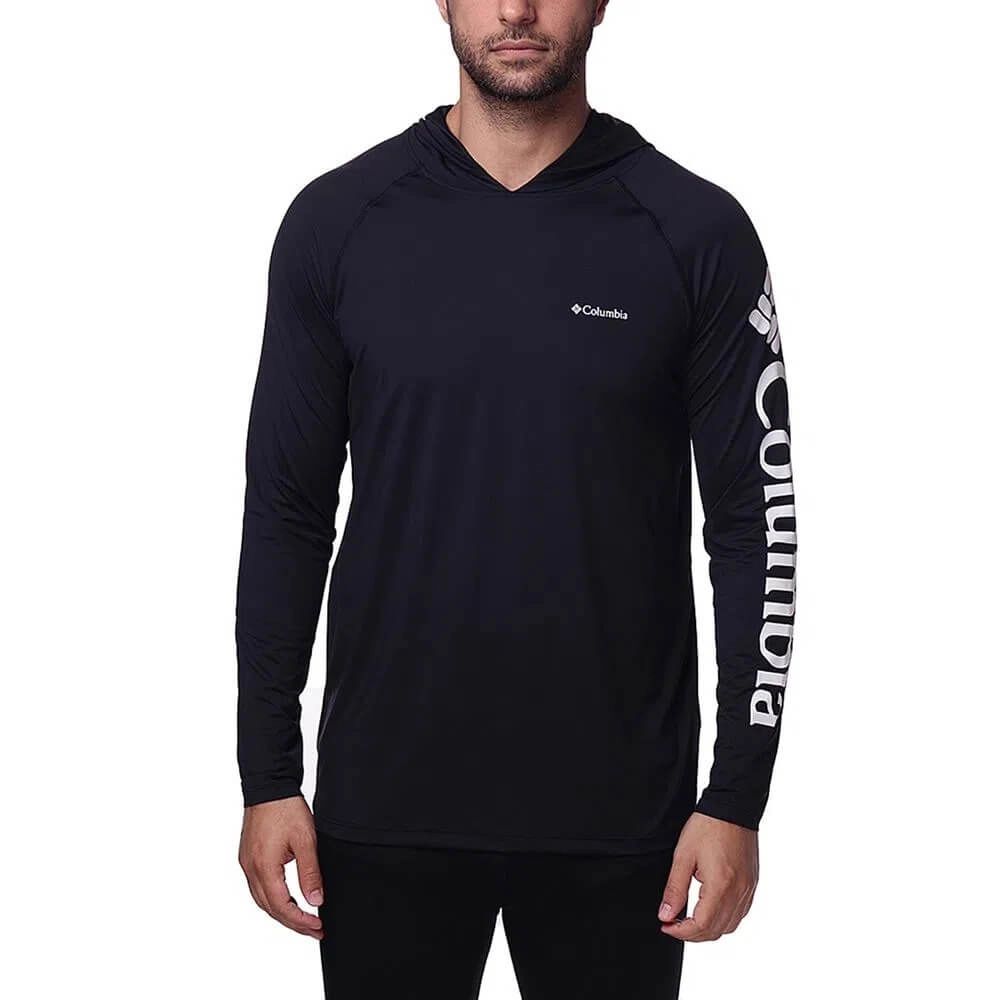 Camiseta Columbia Aurora Manga Longa Com Capuz Masculina - Preto