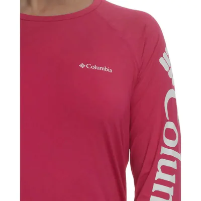 Camiseta Columbia Aurora Manga Longa Feminina - Vermelho