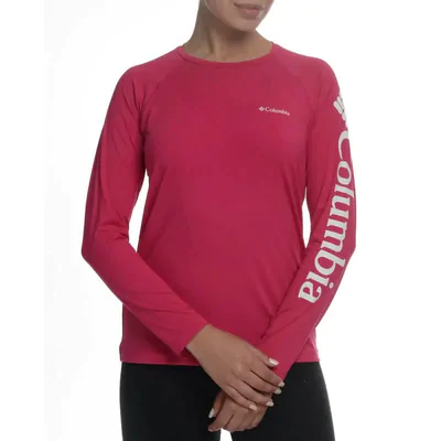 Camiseta Columbia Aurora Manga Longa Feminina - Vermelho