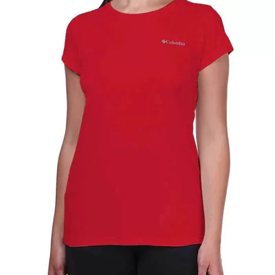 Camiseta Columbia Neblina Manga Curta Feminina - Vermelho