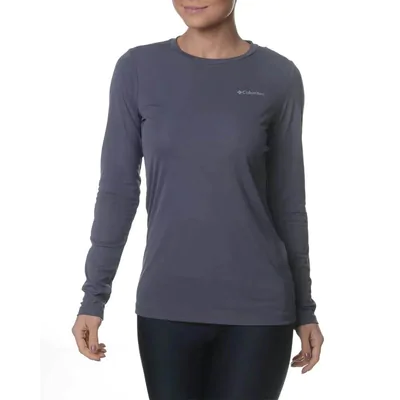 Camiseta Columbia Neblina Manga Longa Feminina - Cinza Escuro