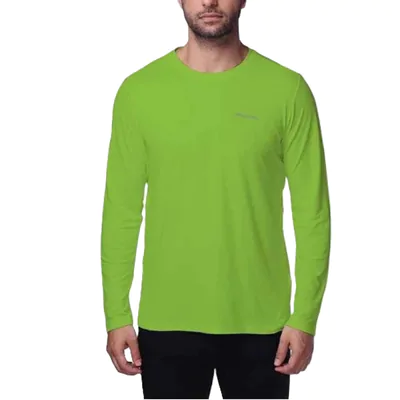 Camiseta Columbia Neblina Manga Longa Masculina - Verde Limão