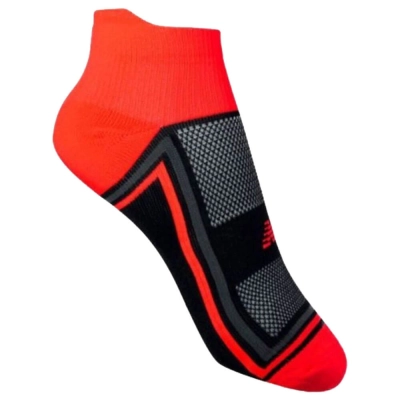 Meia New Balance Performance Invisível Masculina - Laranja Flúor / Preta